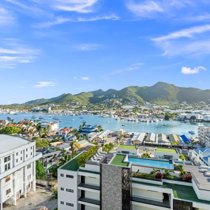 Lagoon view from apartment B257 at The Hills Résidence Sint Maarten